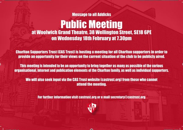 Public Meeting Woolwich 18th Feb